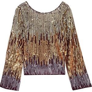 NWT Sequin Embellished Long Sleeve Top